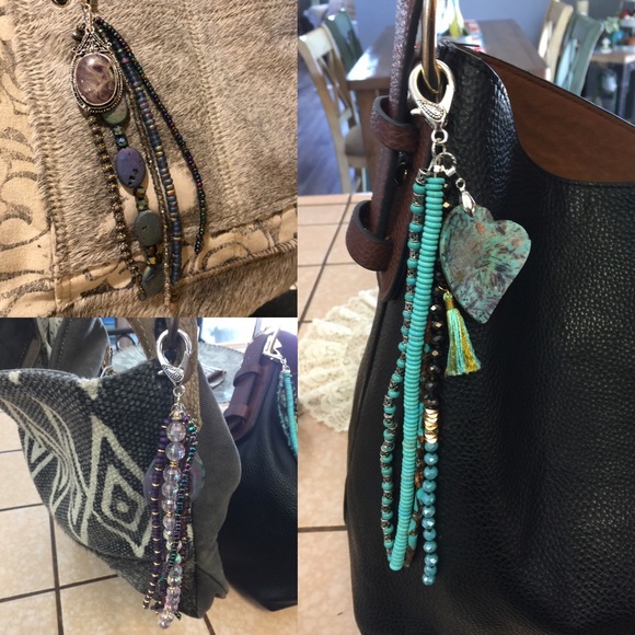 🦄 Beaded Bling Purse Bag Geode Charm Keychain - Picture 8 of 14